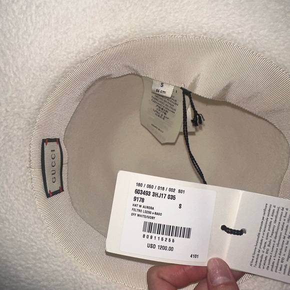 Authentic Gucci white Aurora rabbit felt Fedora sun hat size small - Picture 6 of 10